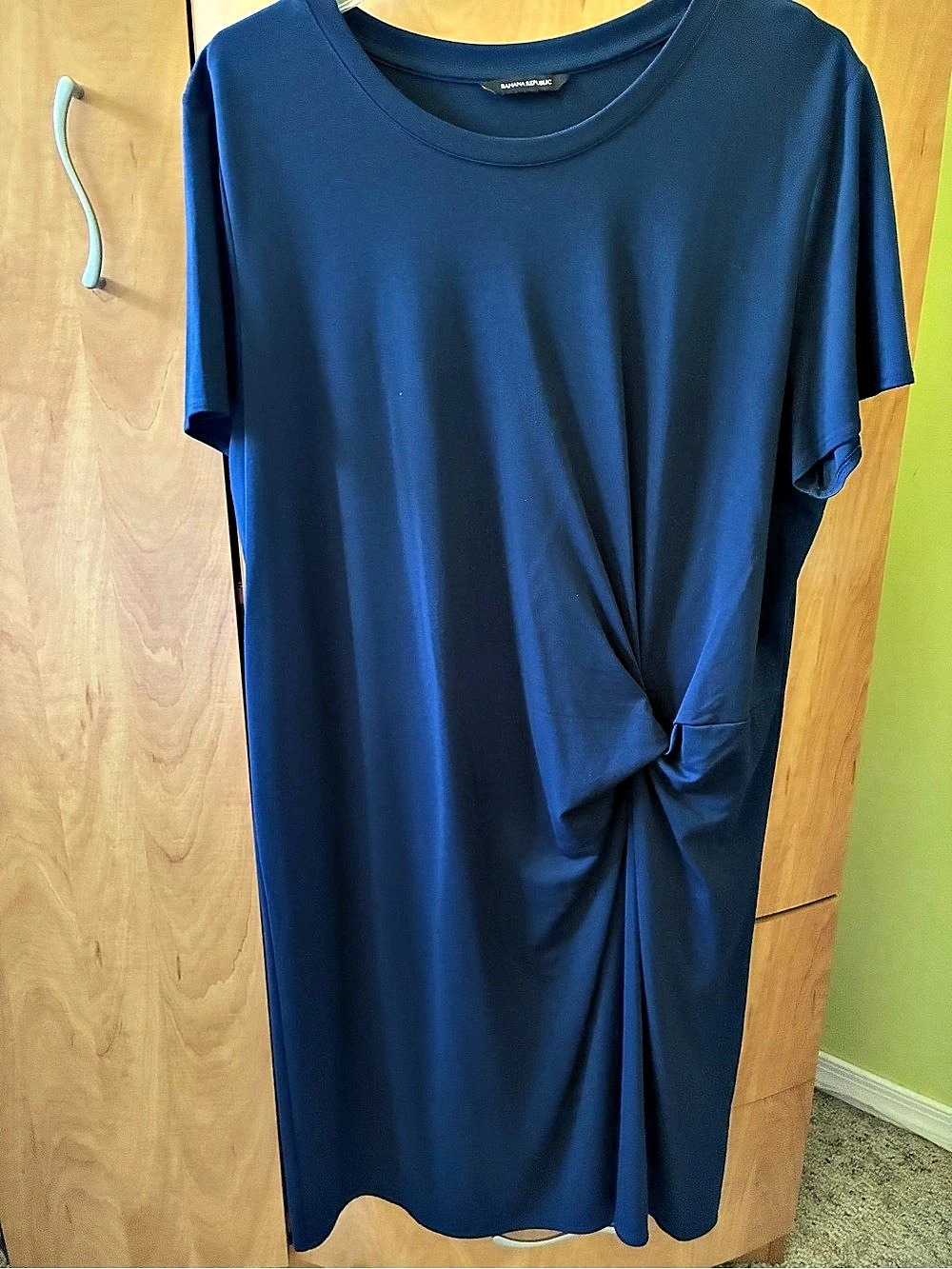 Banana Republic Soft Ponte Twist-Front Dress Blue XL